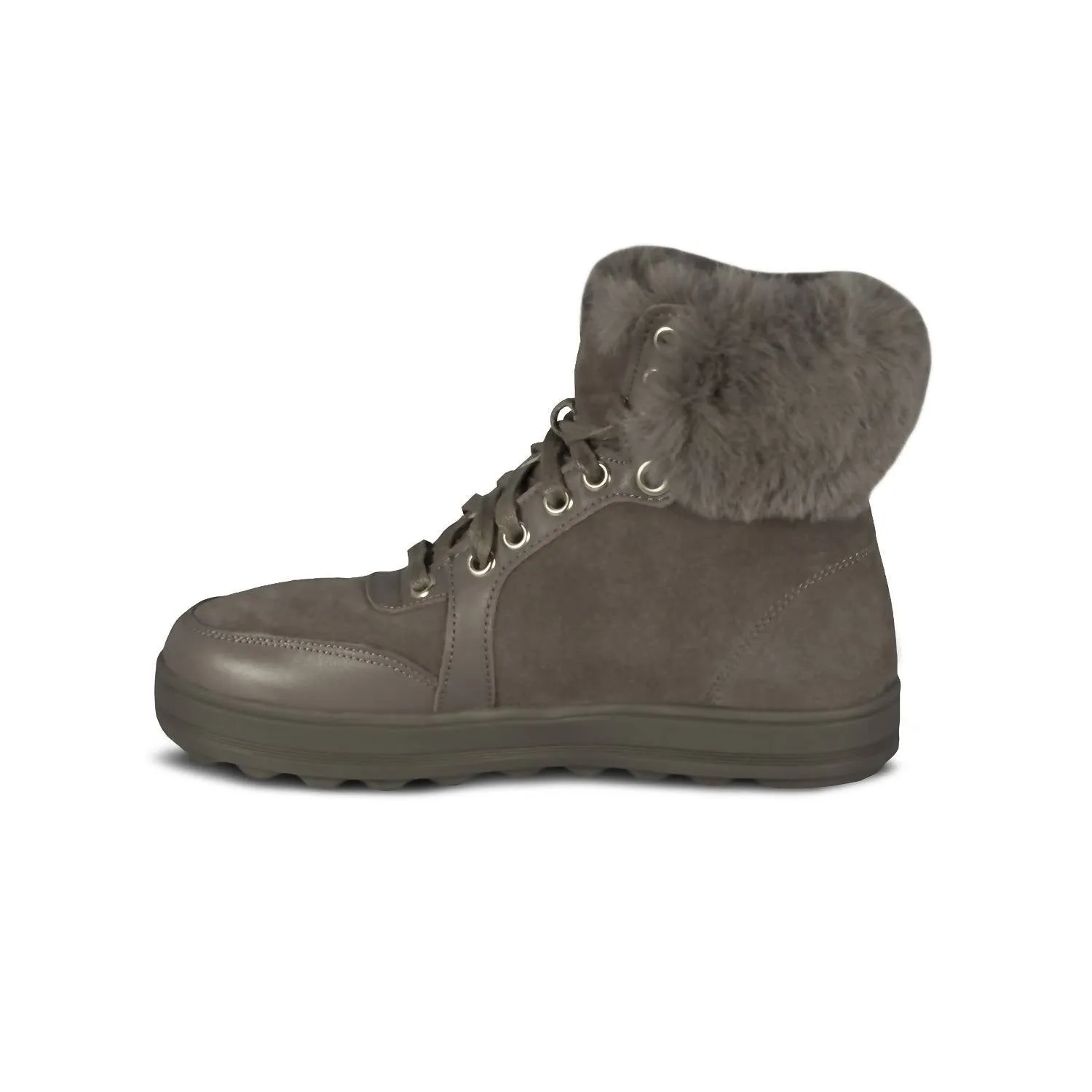 Ladies Jamie Fur Sneaker In Gray