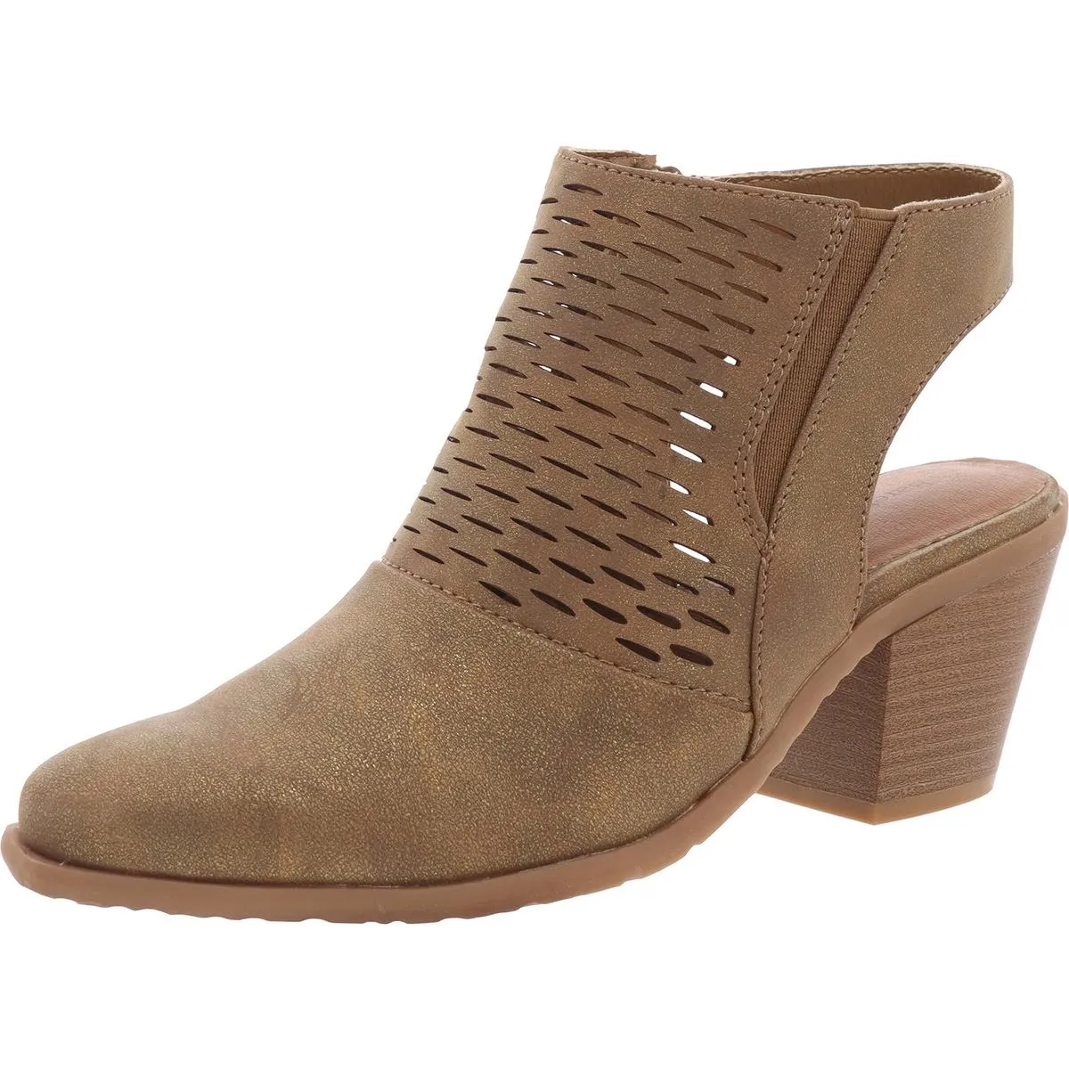 Langley Womens Block Heel Faux Leather Booties