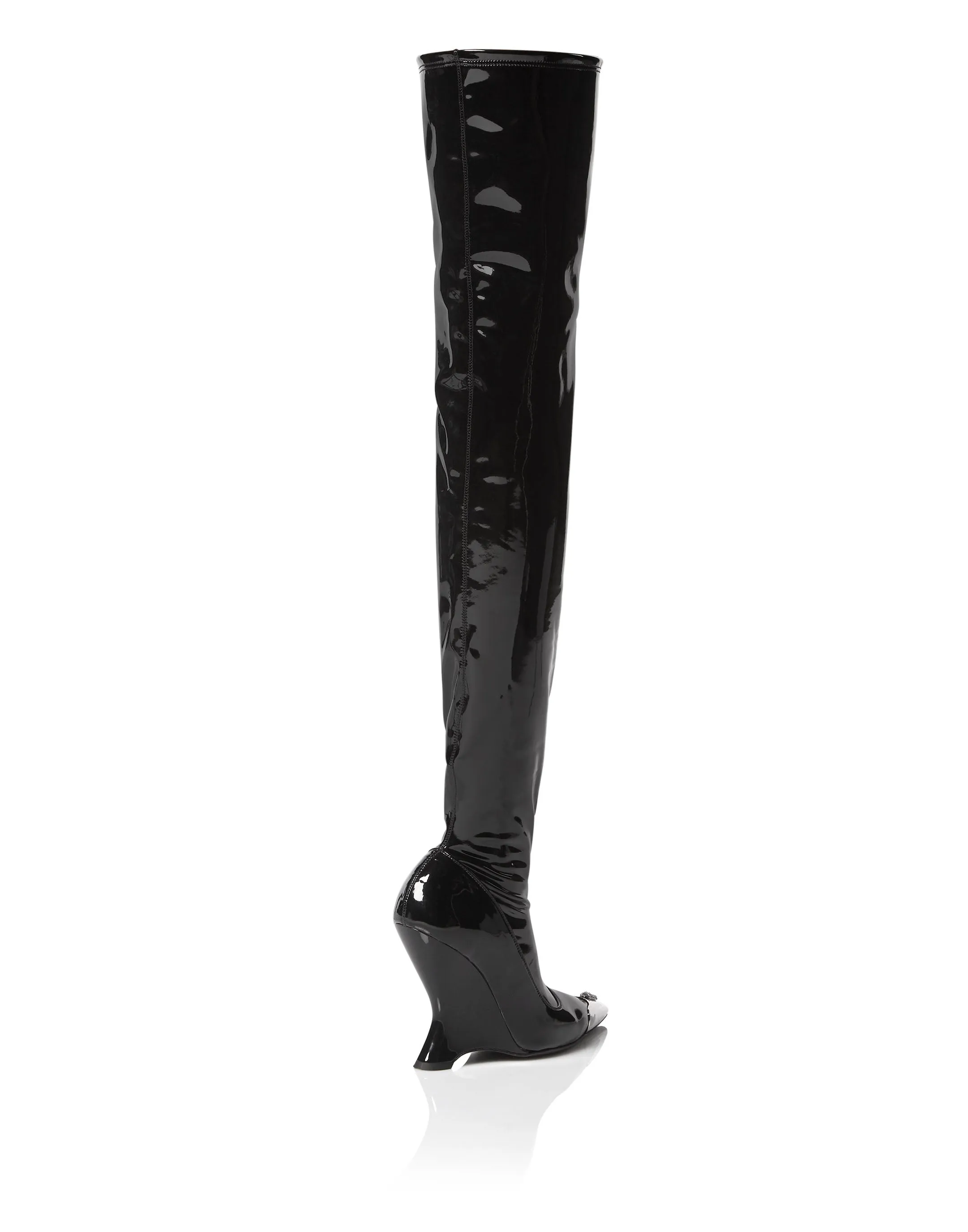 Latex Boots Low Heels Overknee