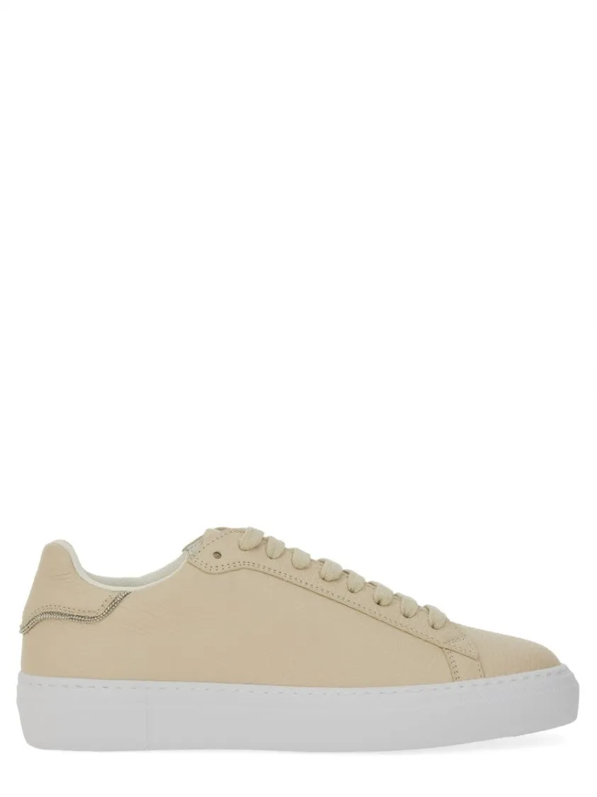 Leather Sneakers With Classic Lace-Up Design