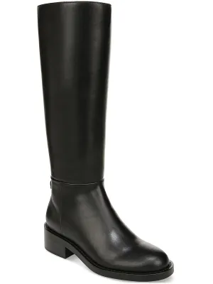 Mable Womens Leather Block Heel Knee-High Boots