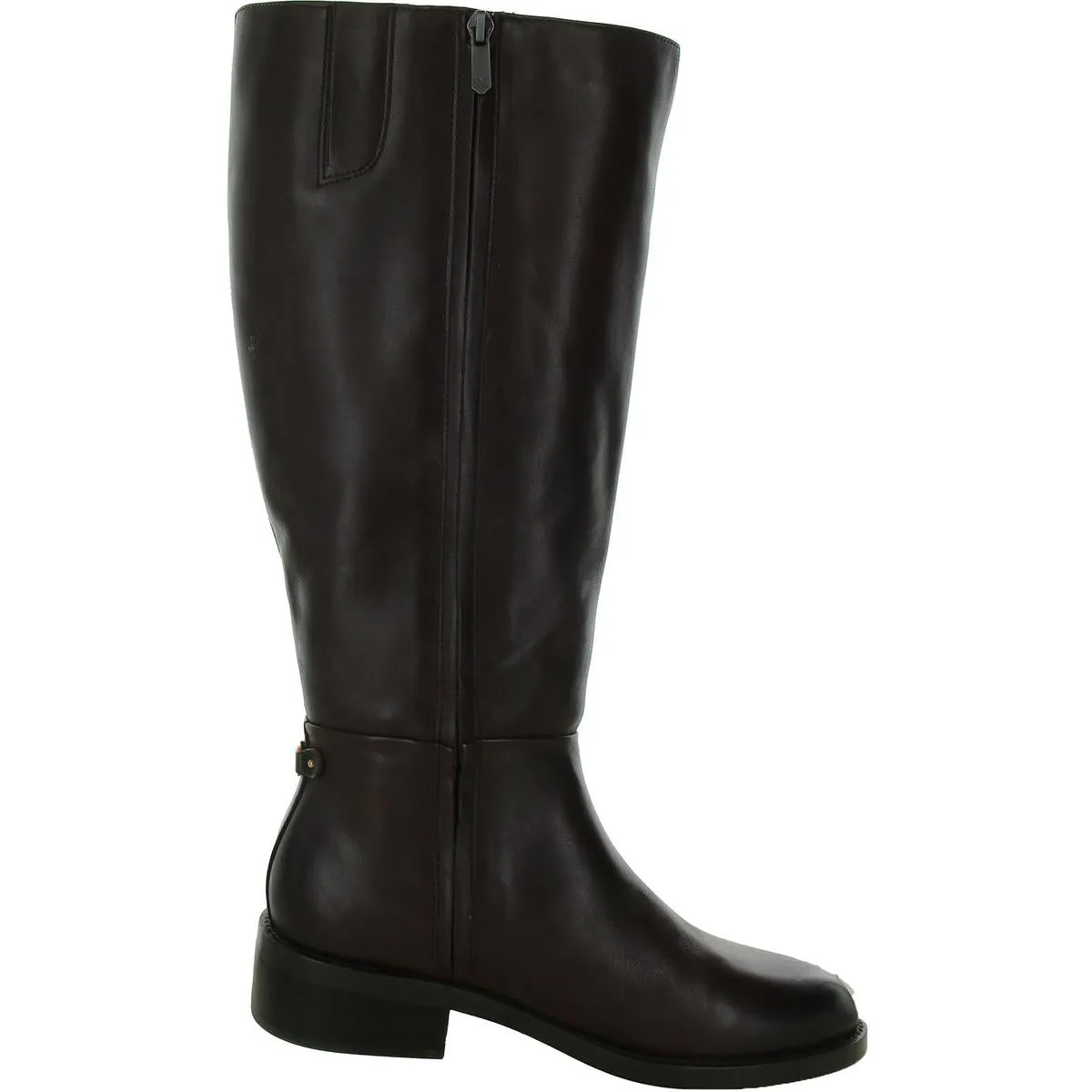 Mable Womens Leather Block Heel Knee-High Boots