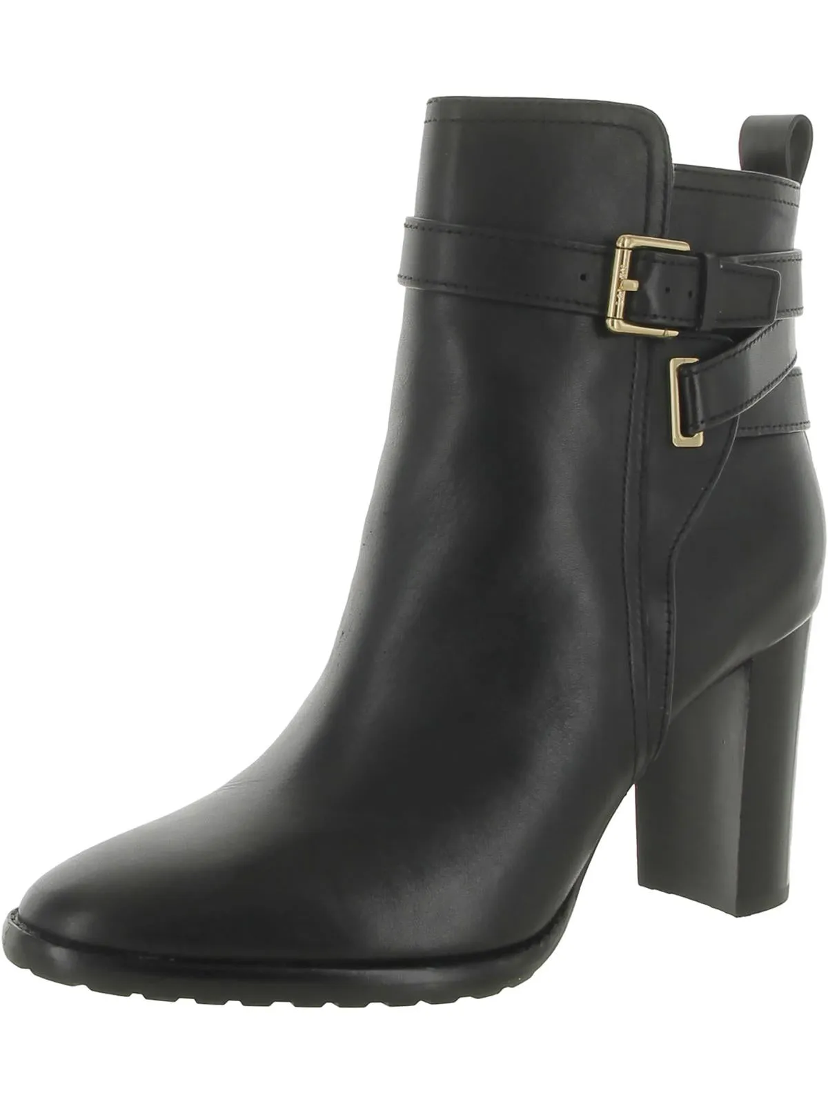 Madisyn Womens Leather Stacked Heel Ankle Boots