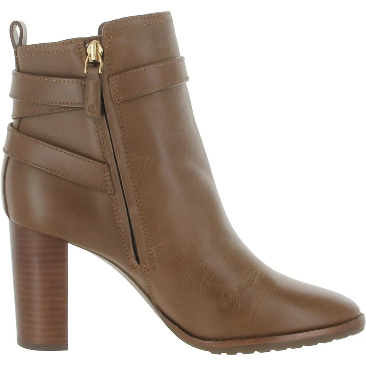 Madisyn Womens Leather Stacked Heel Ankle Boots