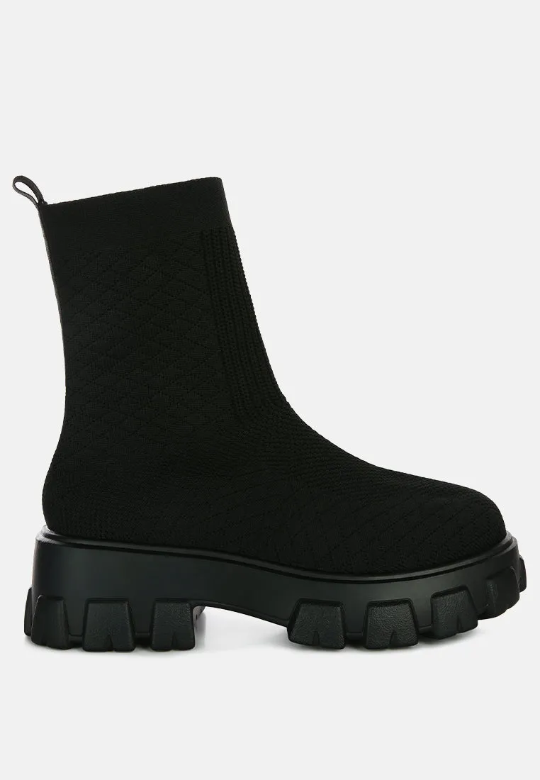 mallow stretch knit ankle boots