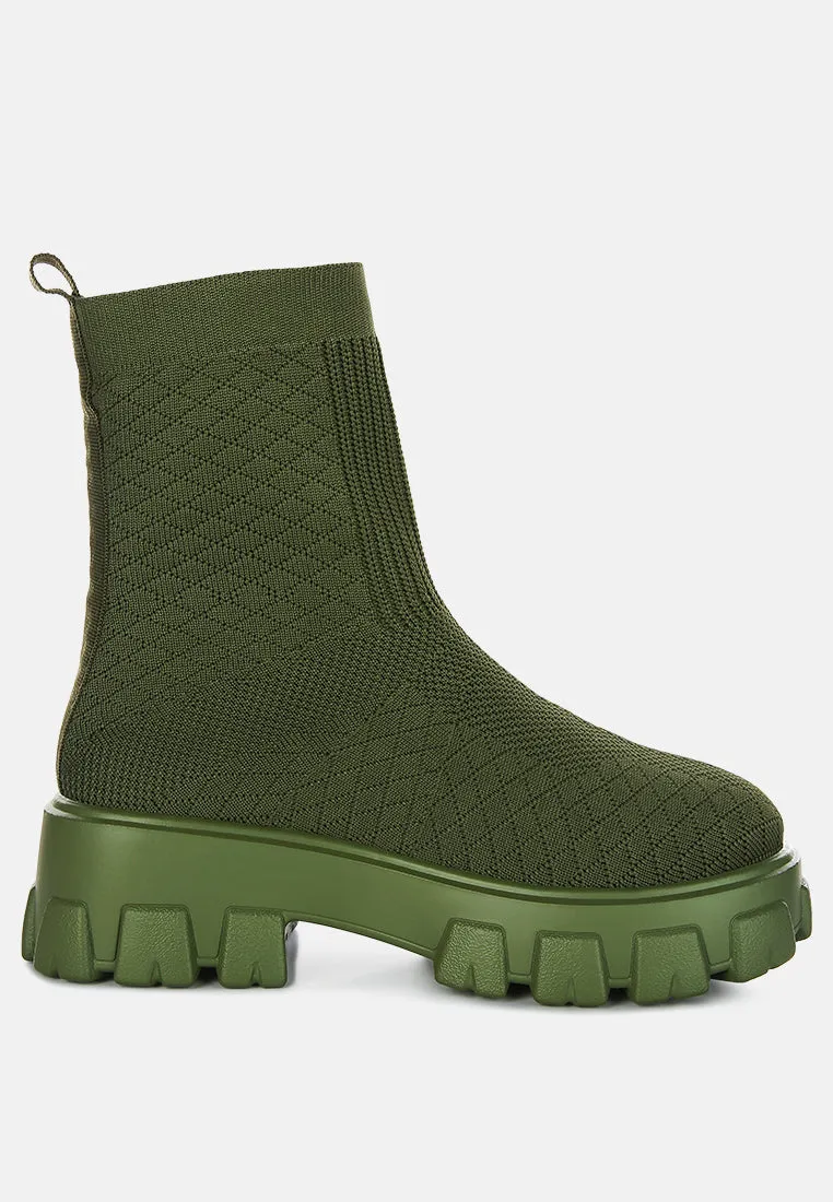 mallow stretch knit ankle boots