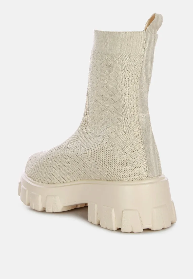 mallow stretch knit ankle boots