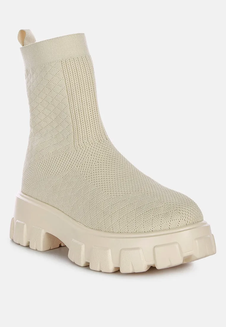 mallow stretch knit ankle boots