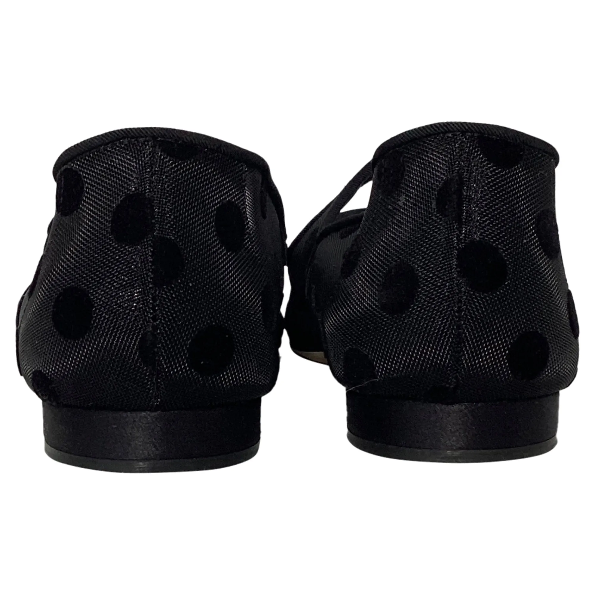 Manolo Blahnik Campari Polka Dot Mary Jane Ballet Flats in Black Polyamide