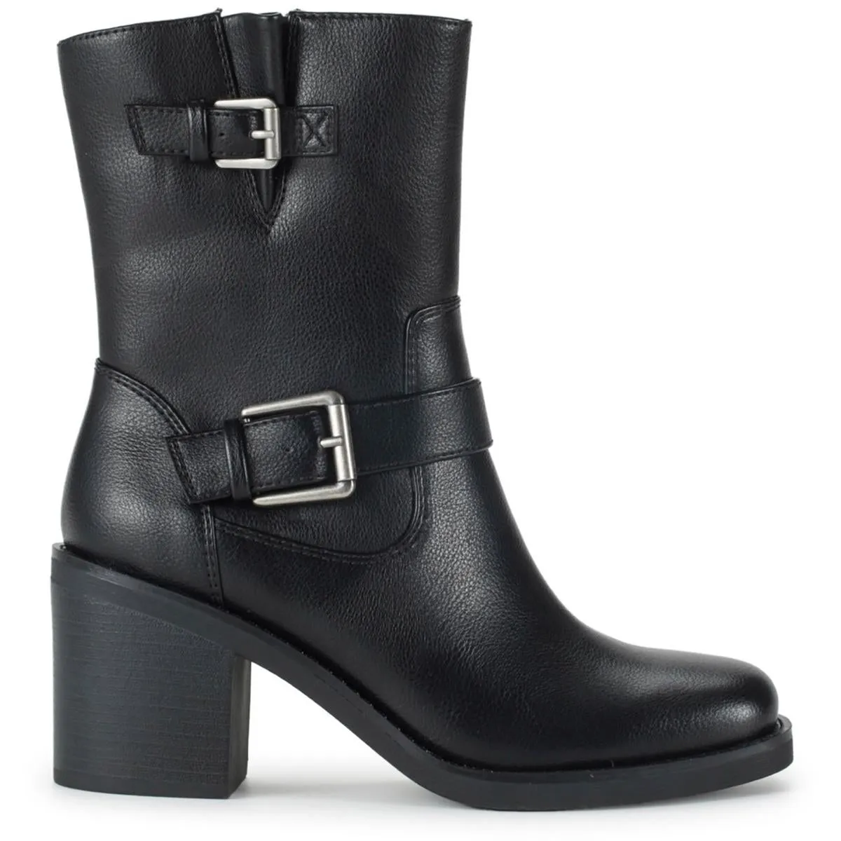 Mayla Womens Faux Leather Riding Ankle Boots