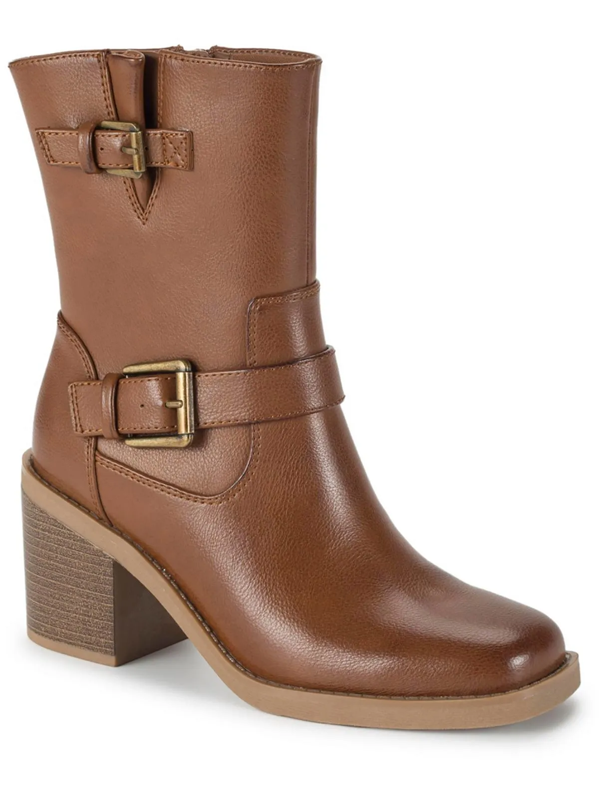 Mayla Womens Faux Leather Riding Ankle Boots