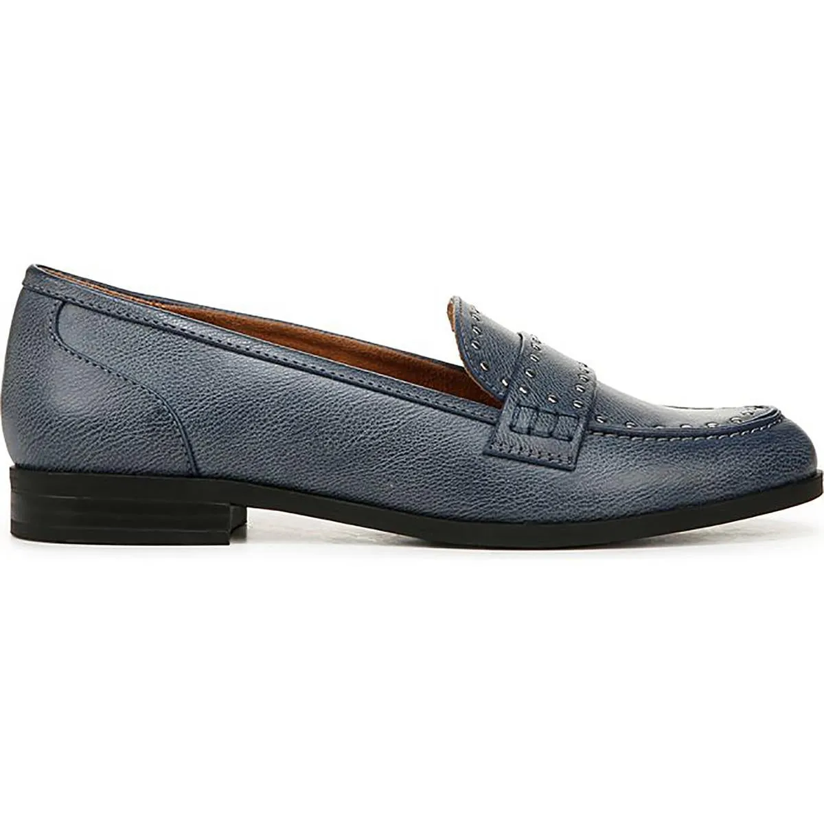 Milo-Stud Womens Faux Leather Block Heel Loafers