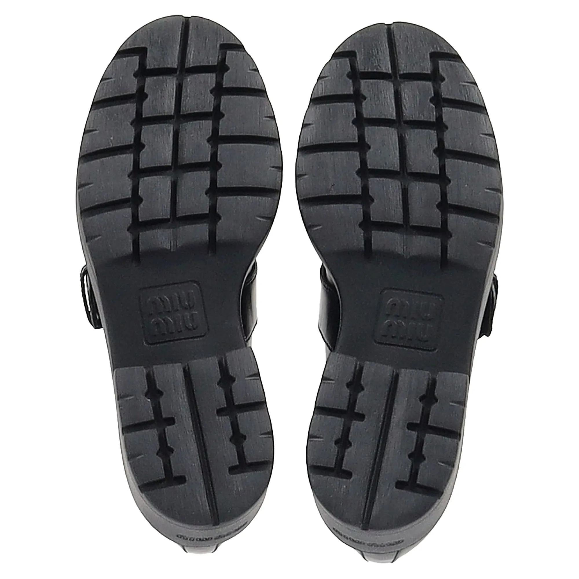 Miu Miu Logo Buckled Platform Loafers in Black Leather