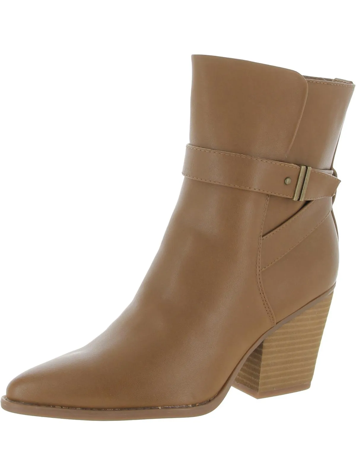 Mocha Womens Zipper Almond Toe Mid-Calf Boots