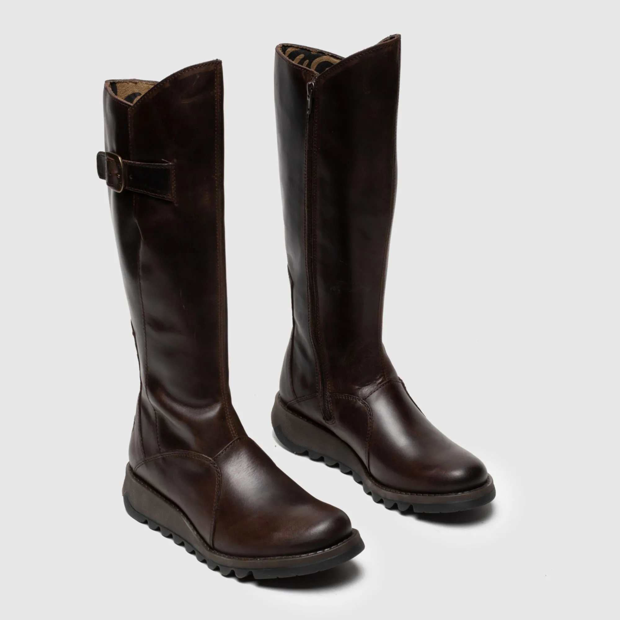 MOL2 - Women's Wedge Heel Knee High Leather Boots