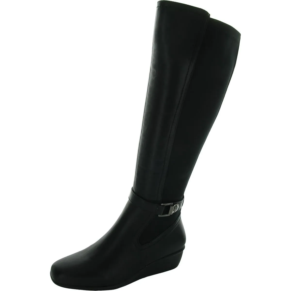 Myah Womens Zipper Faux Leather Knee-High Boots