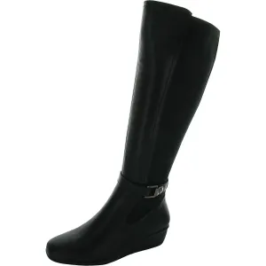 Myah Womens Zipper Faux Leather Knee-High Boots