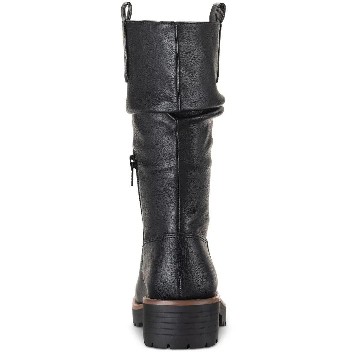 Nellieep Womens Faux Leather Lug Sole Mid-Calf Boots