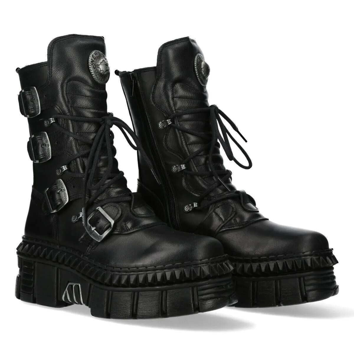 New Rock Mid-Calf Leather Platform Boots-WALL373-S6