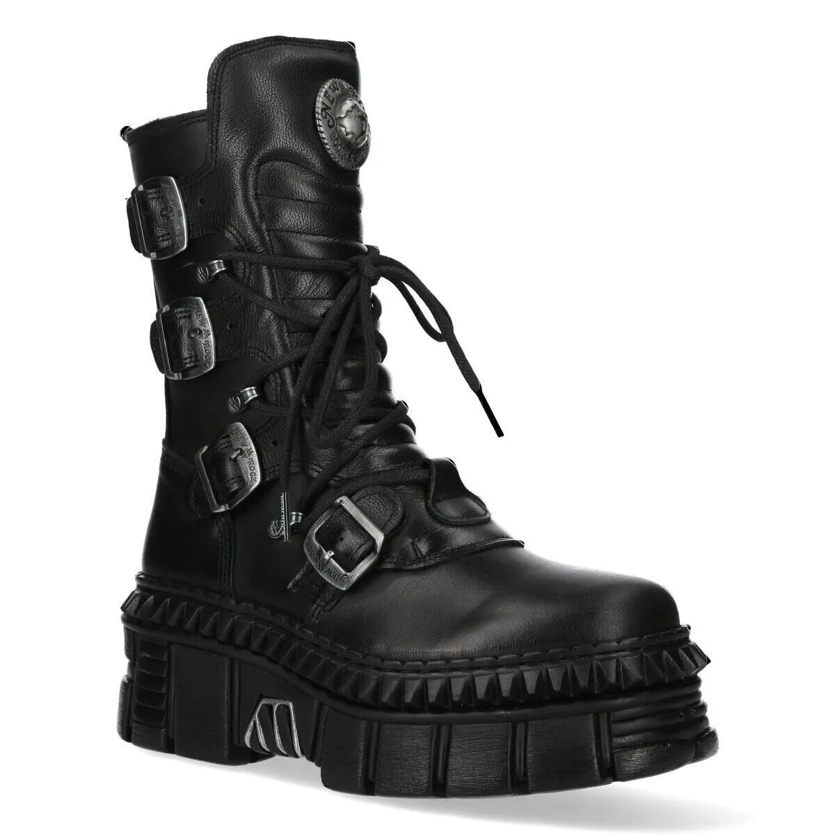 New Rock Mid-Calf Leather Platform Boots-WALL373-S6