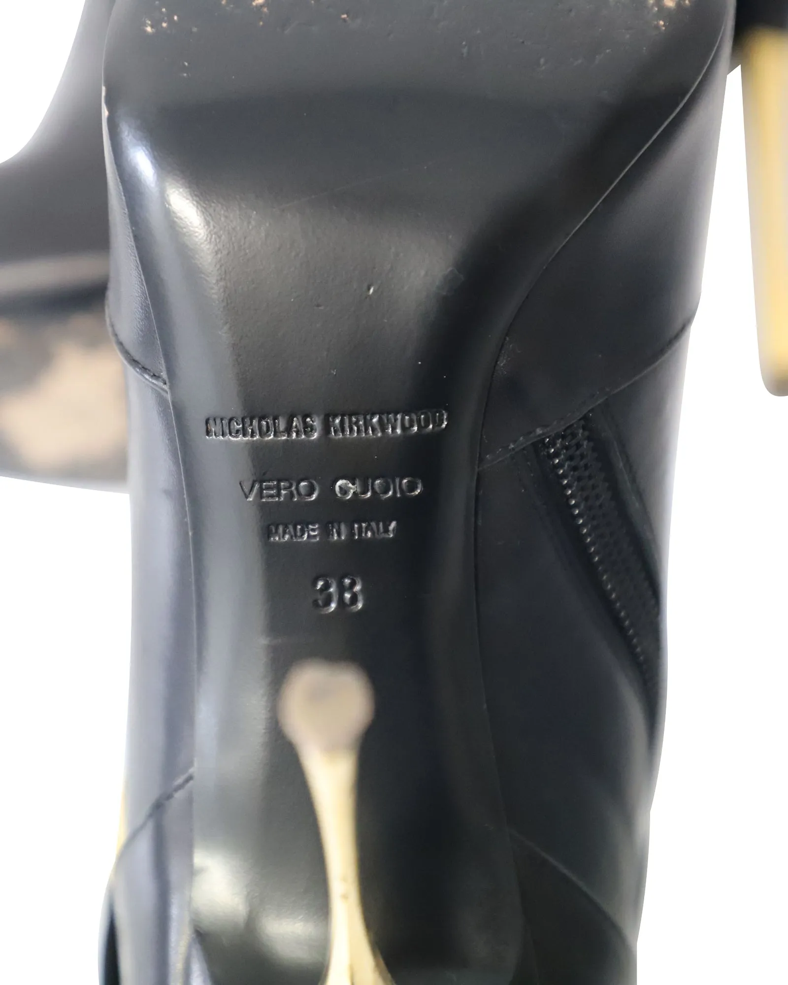 Nicholas Kirkwood Hexagon Ankle Boots in Black Leather