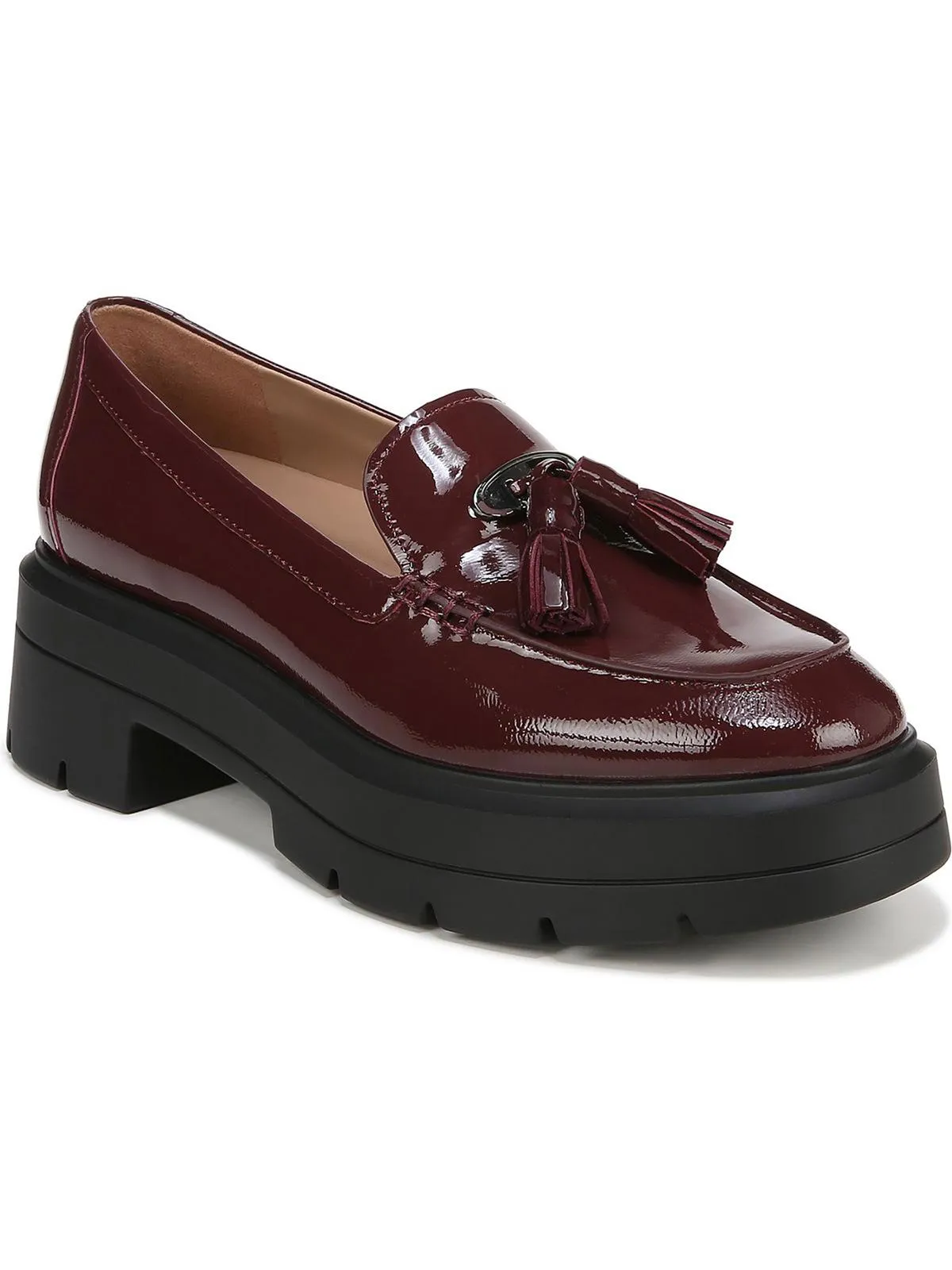 Nieves Womens Patent Leather Slip On Loafers