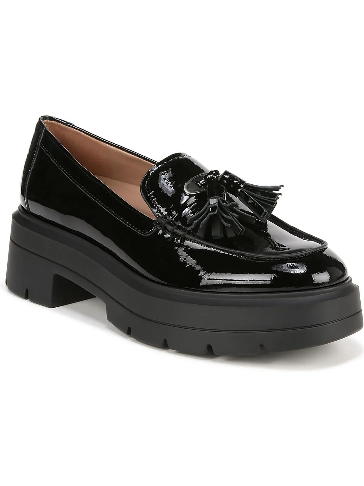 Nieves Womens Patent Leather Slip On Loafers