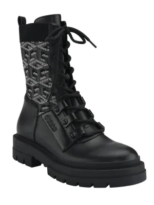 Odalis  Womens Faux Leather Mid-Calf Combat & Lace-up Boots