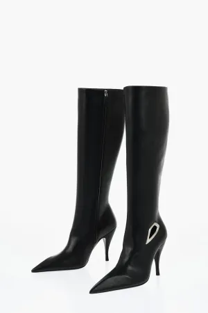 Off-White Leather High Boots With Cut-Out Details Heel 11 Cm