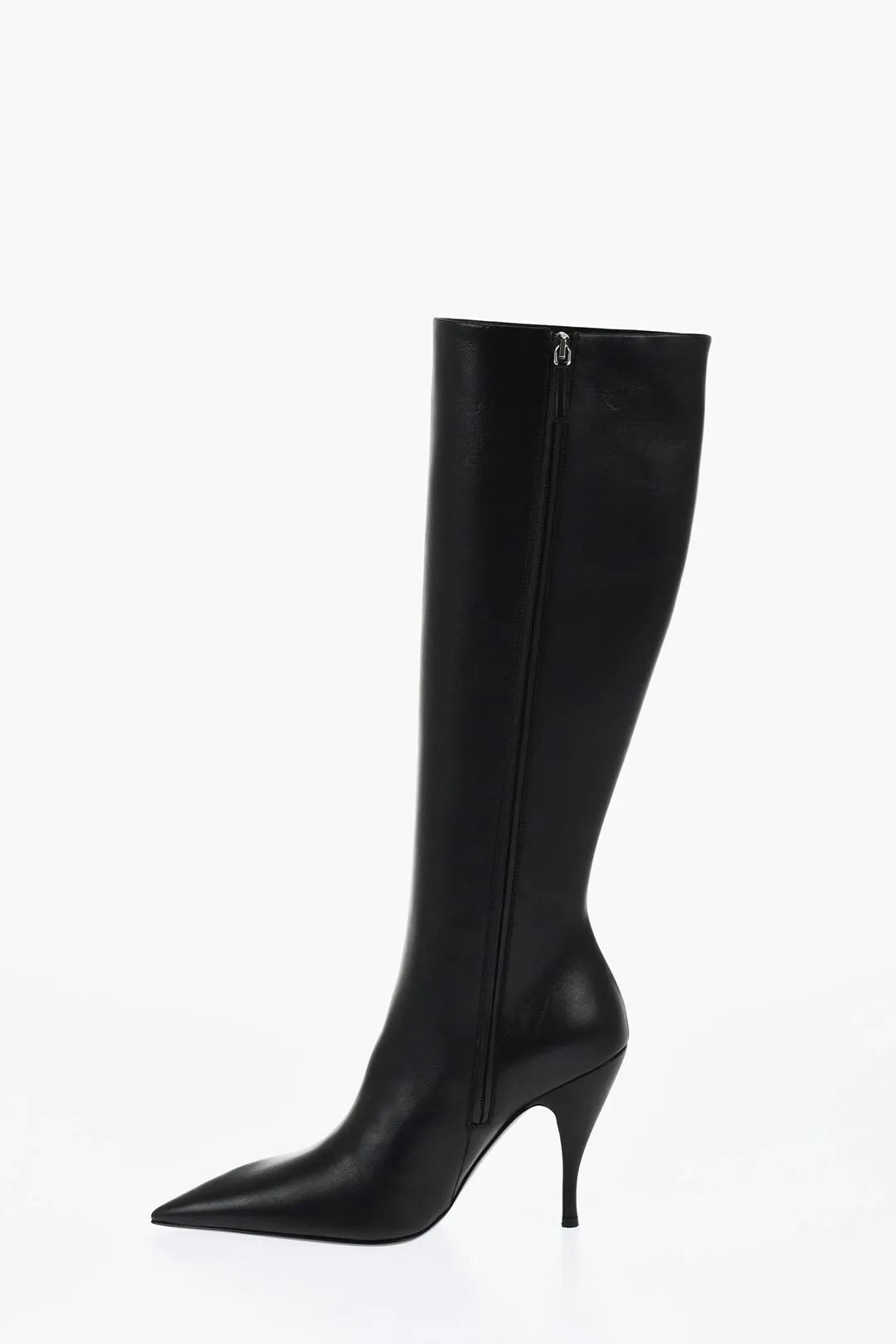 Off-White Leather High Boots With Cut-Out Details Heel 11 Cm