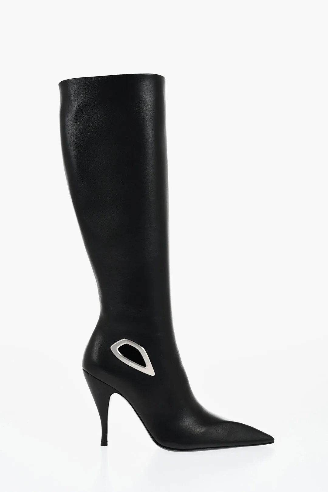 Off-White Leather High Boots With Cut-Out Details Heel 11 Cm