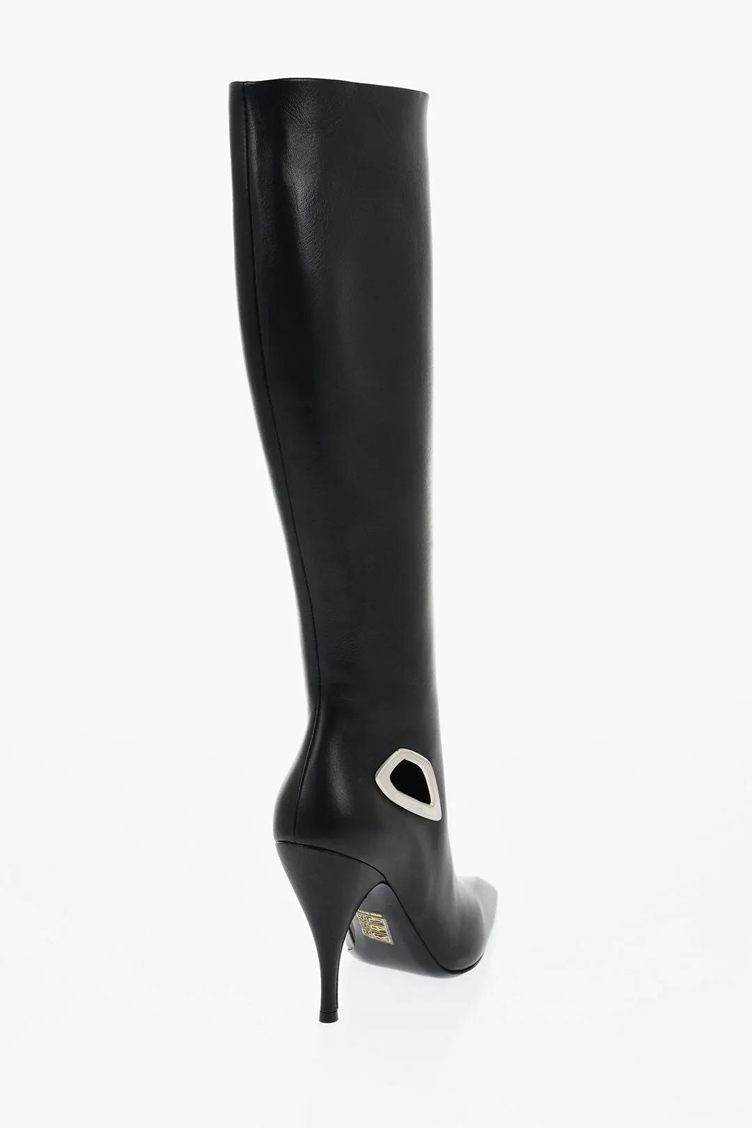 Off-White Leather High Boots With Cut-Out Details Heel 11 Cm