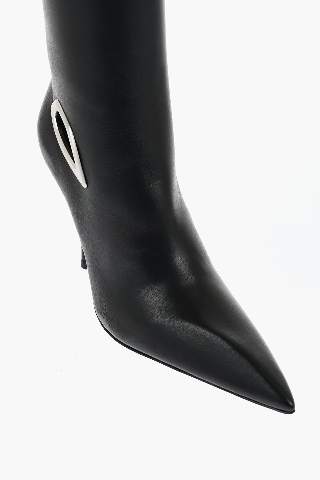 Off-White Leather High Boots With Cut-Out Details Heel 11 Cm