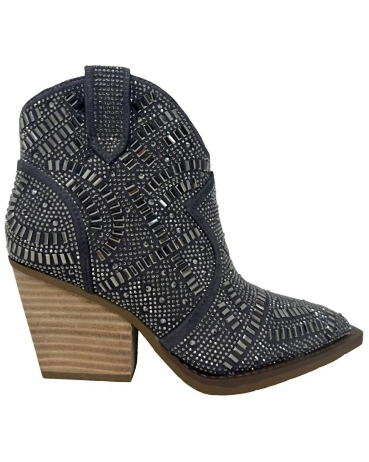 One Day Rhinestone Fashion Booties In Grey