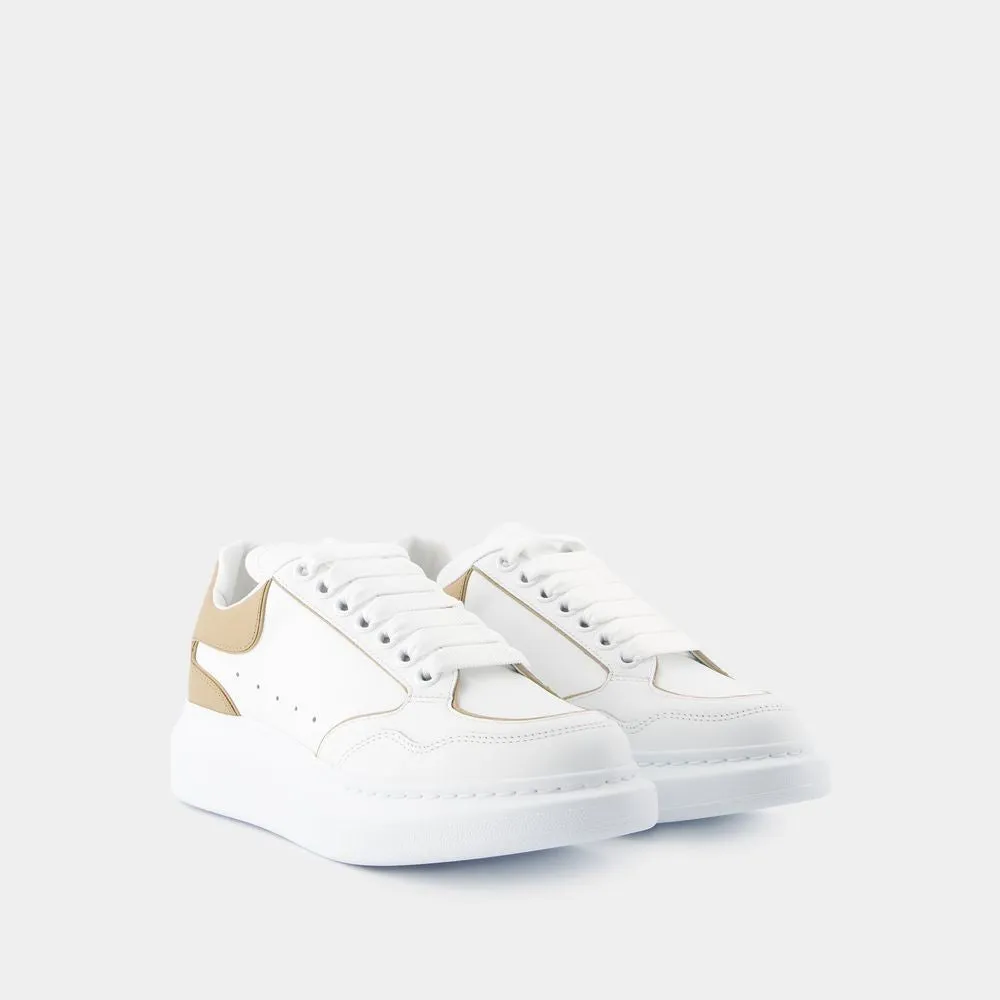 Oversized Sneakers - Leather - White/Camel