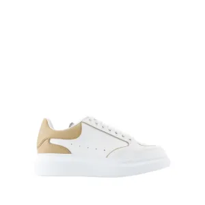 Oversized Sneakers - Leather - White/Camel
