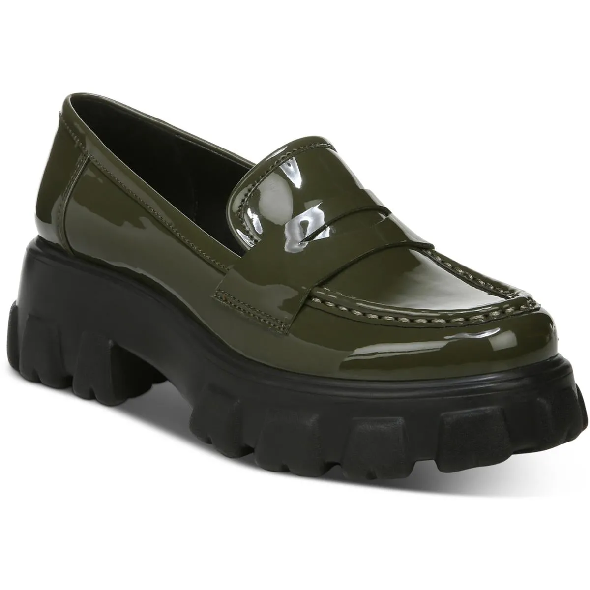 Pazp Womens Lugged Sole Slip On Loafers