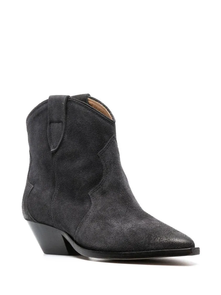 Pointed Toe Ankle Boots With Western-Inspired Design
