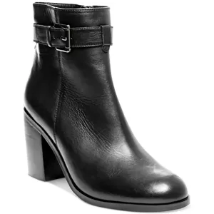 Porshia Womens Leather Belted Ankle Boots