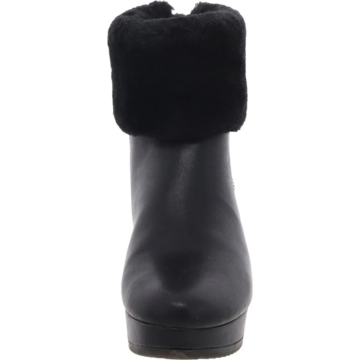POWELL WEDGE BOOTIE Womens Faux Fur Lined Faux Leather Wedge Boots