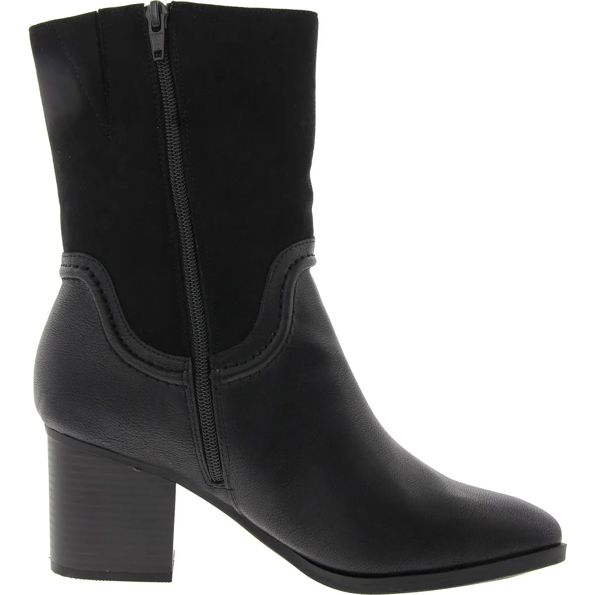 QUEENYP Womens Laceless Man Made Motorcycle Boots