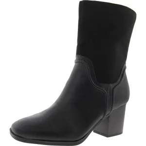 QUEENYP Womens Laceless Man Made Motorcycle Boots