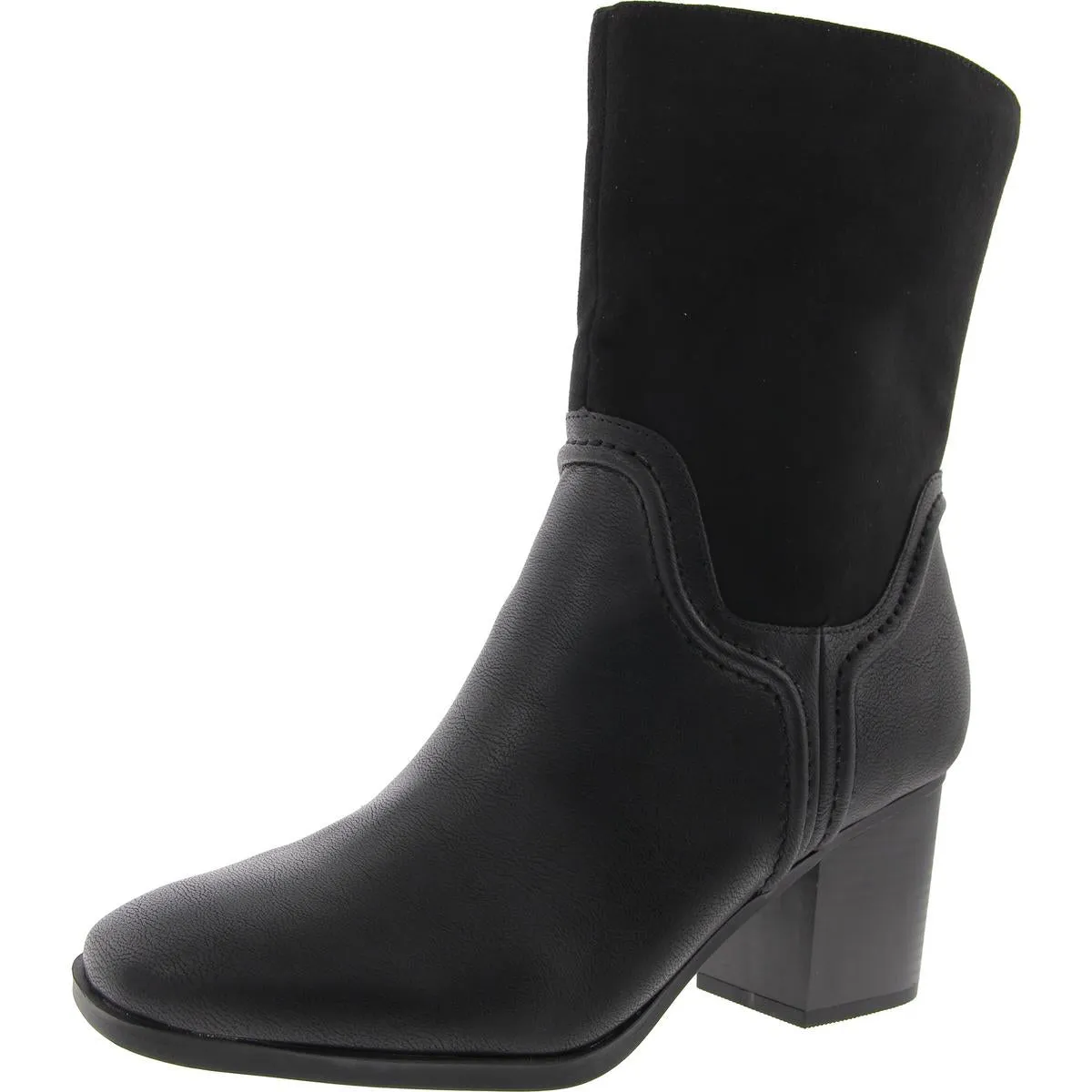 QUEENYP Womens Laceless Man Made Motorcycle Boots
