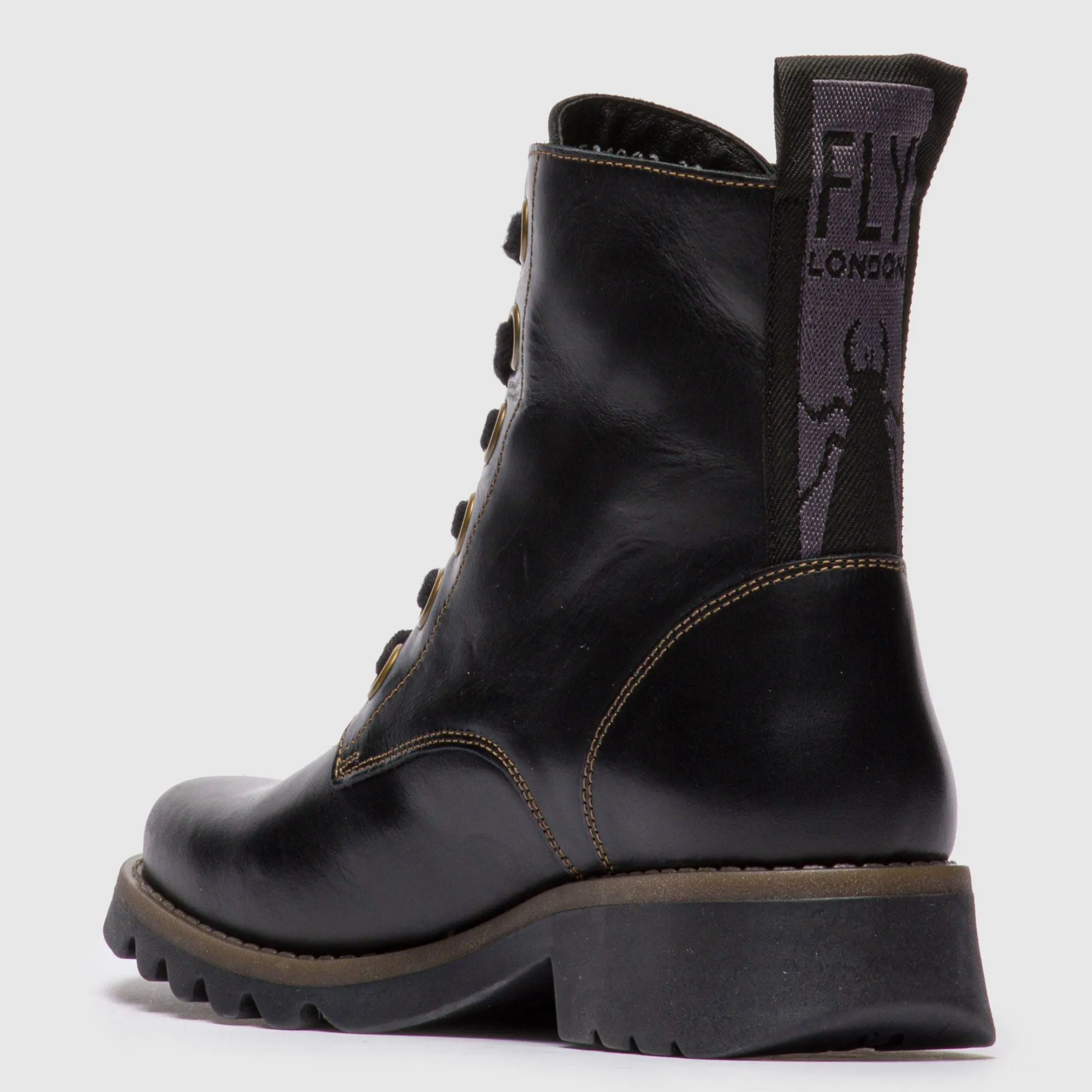 RAGI539FLY - Women's Lace Up Rug Leather Ankle Boots