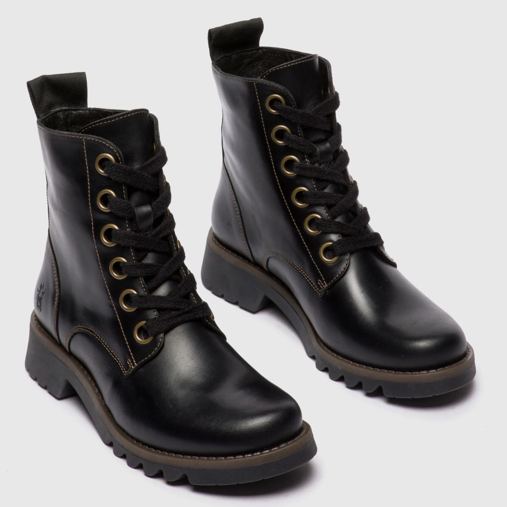 RAGI539FLY - Women's Lace Up Rug Leather Ankle Boots