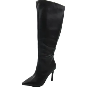 RAJELP2 Womens Extra Wide Calf Faux Leather Knee-High Boots