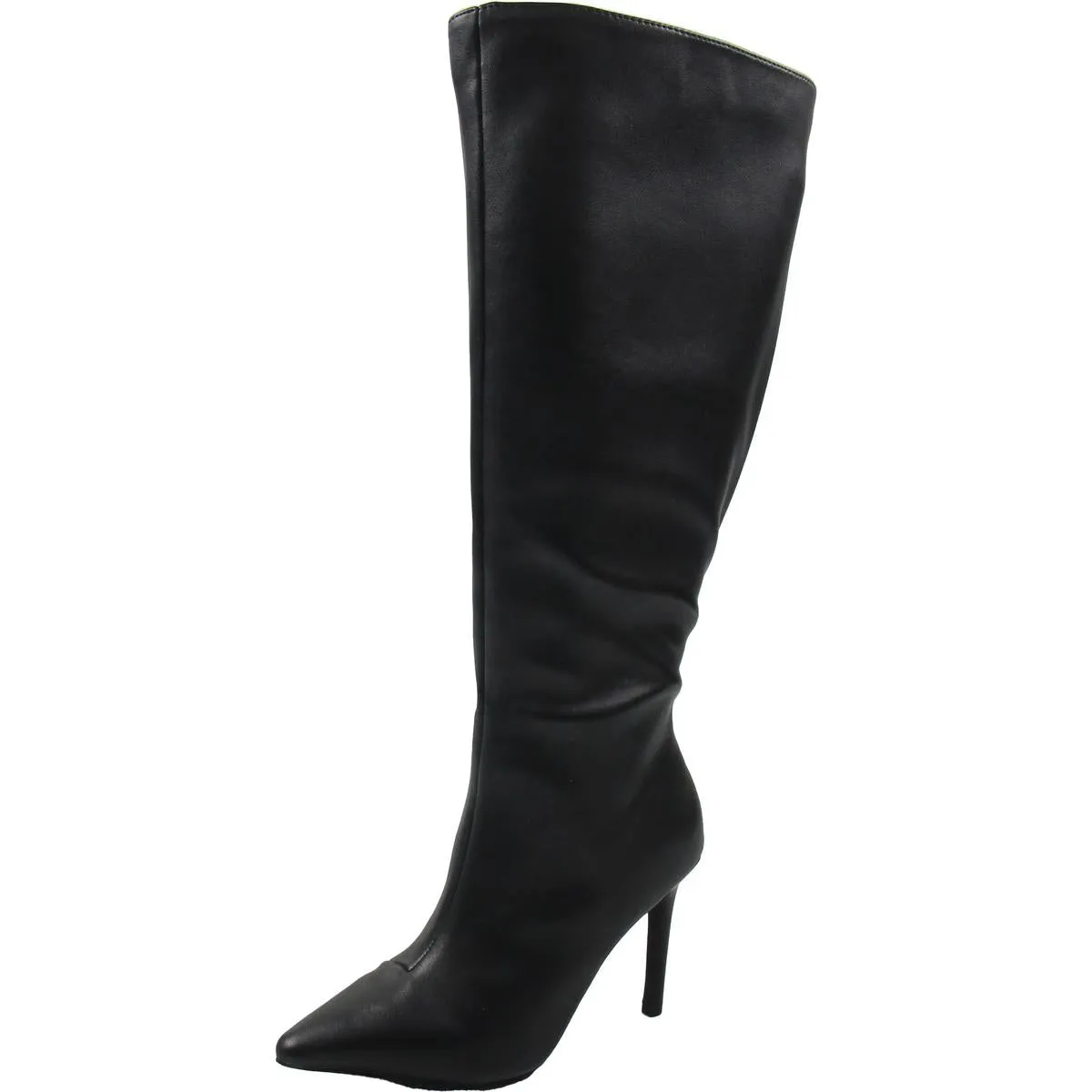 RAJELP2 Womens Extra Wide Calf Faux Leather Knee-High Boots