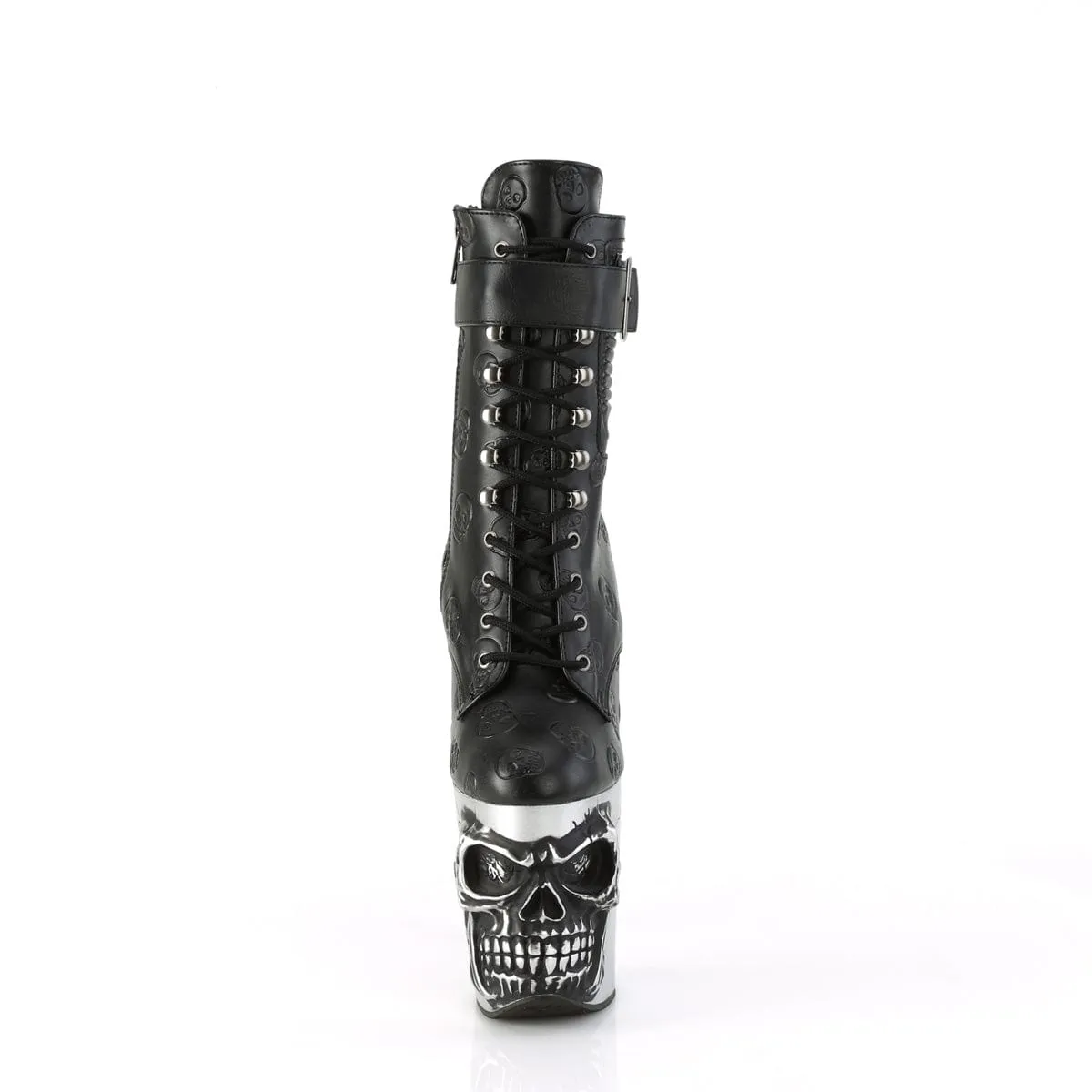 RAPTURE-1020STR-02 Black Faux Leather/Silver Matte-Rubbed Black