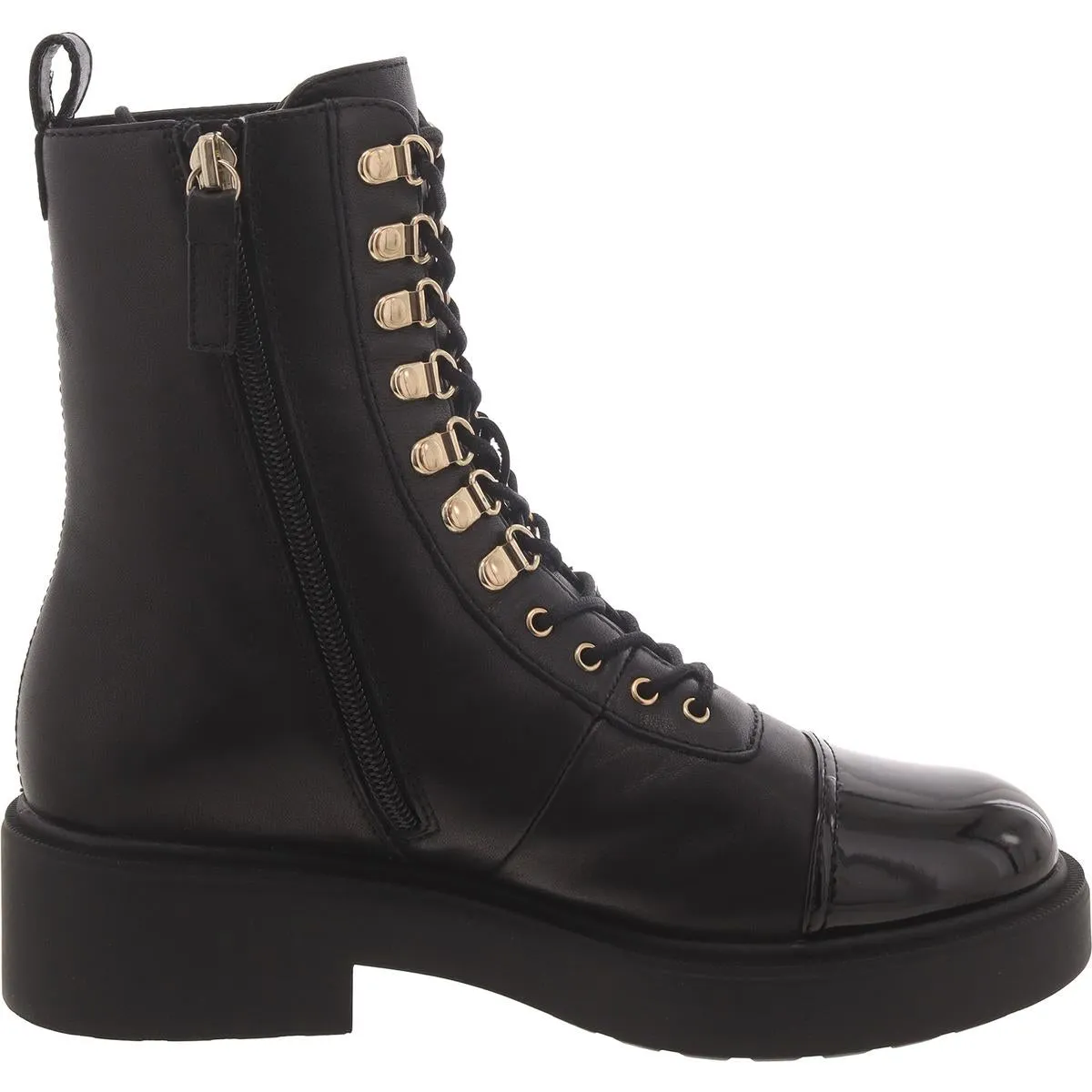 Reade Womens Leather Cap Toe Combat & Lace-Up Boots