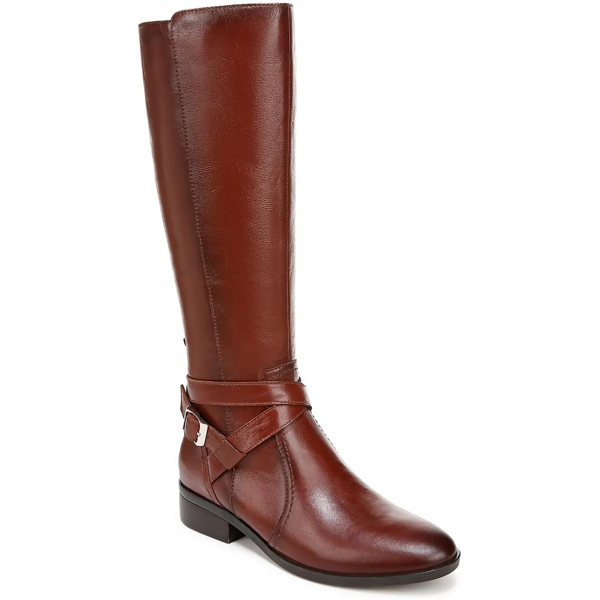 Rena Womens Slip On Zip Up Knee-High Boots
